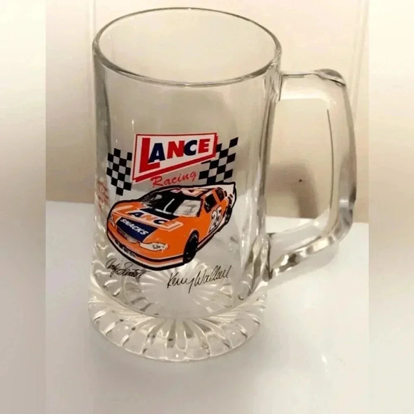 2000 VTG Lance Racing Snacks Glass Stein Mug Cup Kenny Wallace Collectible - Picture 1 of 4